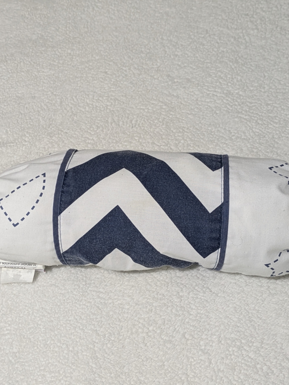 Decorative Pillow Bolster Chevron Blue White Candy Shape